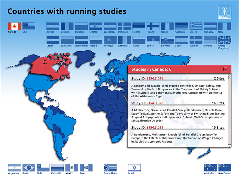 Solvay Pharmaceuticals - Interaktive Weltkarte